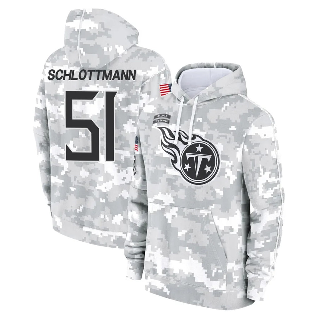 Punc T.Titans #51 Austin Schlottmann Player Camo Arctic Salute to Service Pullover Hoodies Home Game Stitched Jerseys