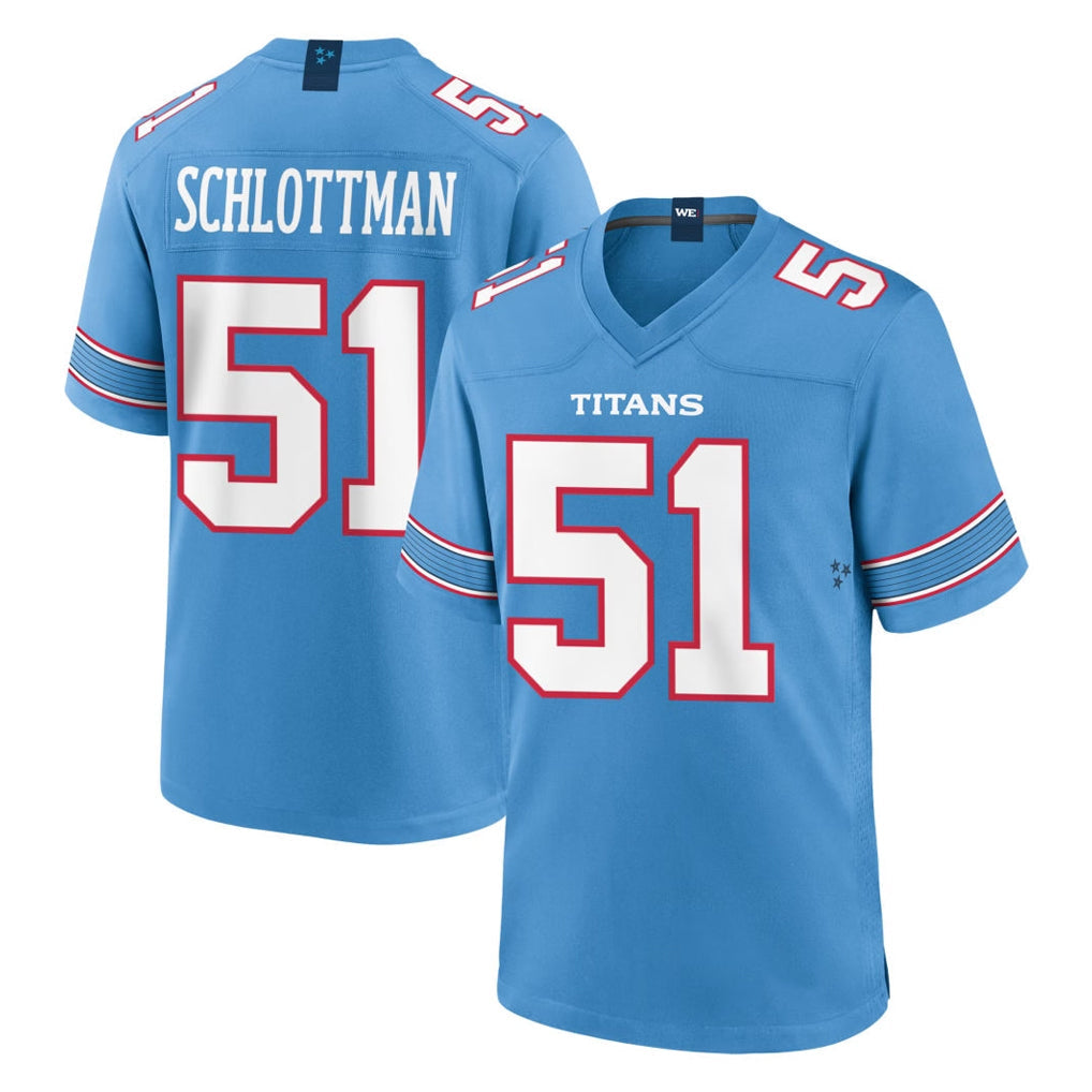 Punc T.Titans #51 Austin Schlottmann Player Light Blue 2026 Game Home Stitched Jerseys