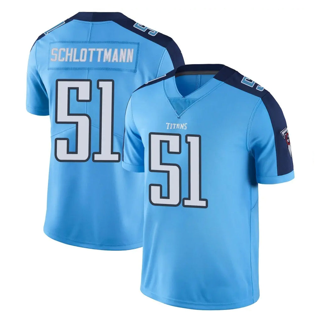 Punc T.Titans #51 Austin Schlottmann Player Light Blue Limited Color Rush Home Game Stitched Jerseys