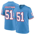 Punc T.Titans #51 Austin Schlottmann Player Light Blue Oilers Throwback Home Game Stitched Jerseys