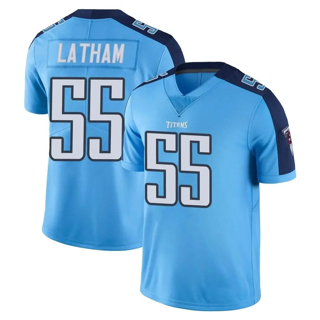 Punc T.Titans #55 JC Latham Player Light Blue Limited Color Rush Home Game Stitched Jerseys