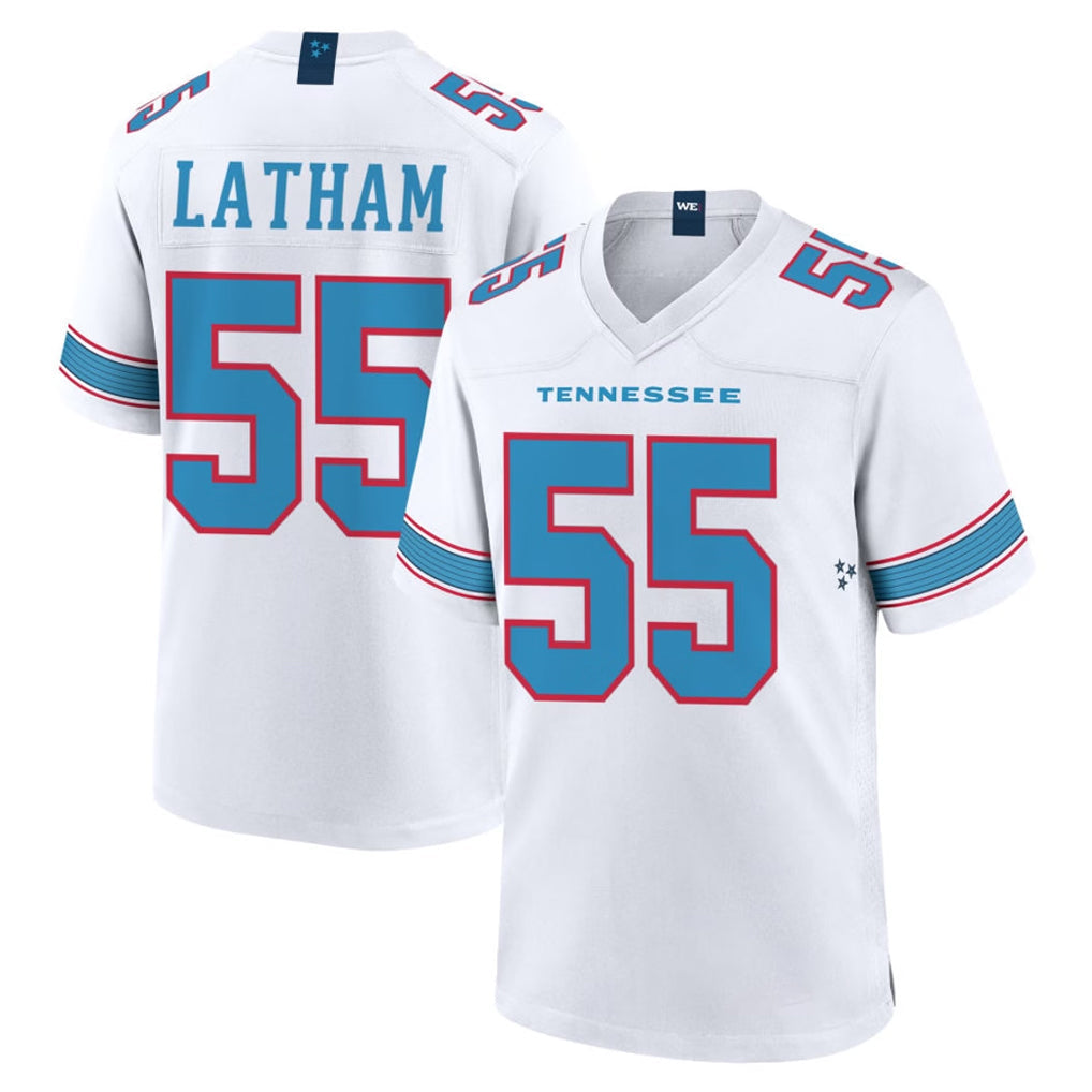 Punc T.Titans #55 JC Latham Player White 2026 Game Home Stitched Jerseys