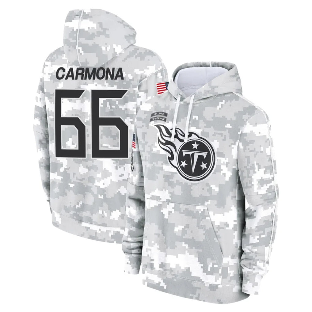 Punc T.Titans #66 Fernando Carmona Jr. Player Camo Arctic Salute to Service Pullover Hoodies Home Game Stitched Jerseys