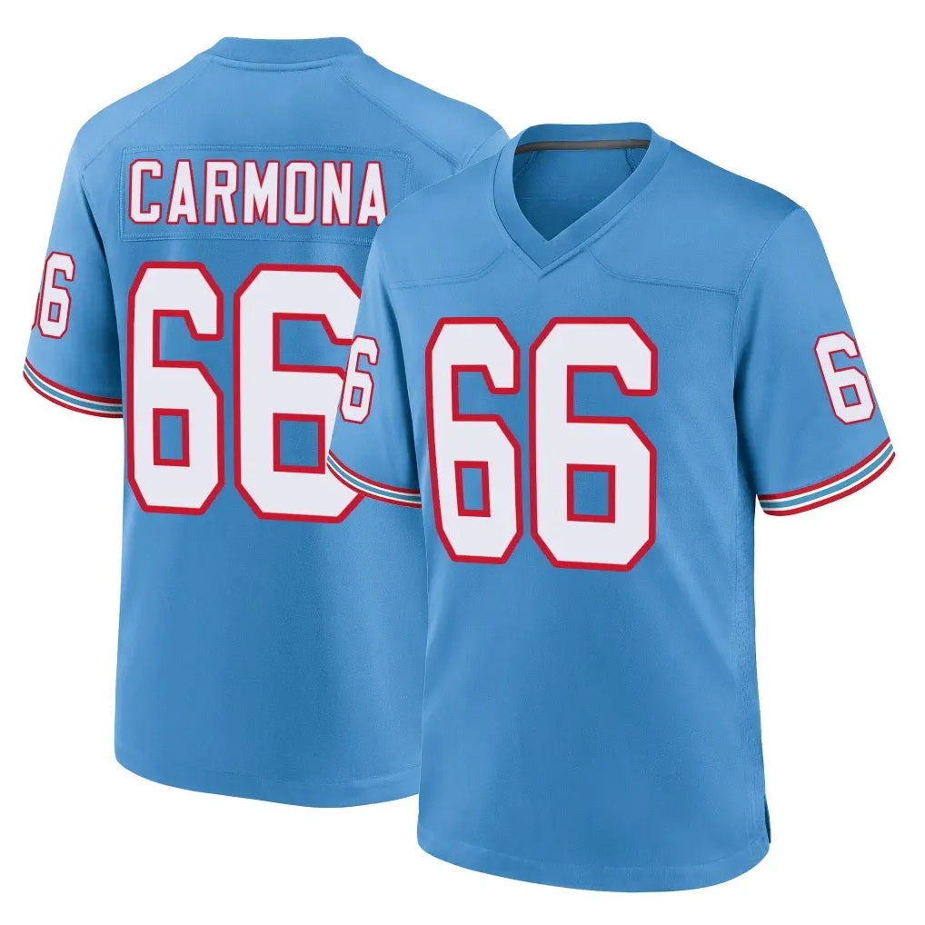 Punc T.Titans #66 Fernando Carmona Jr. Player Light Blue Oilers Throwback Home Game Stitched Jerseys