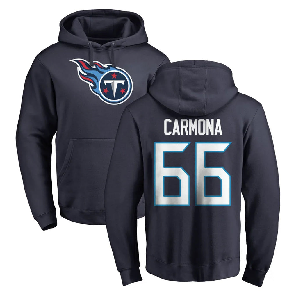 Punc T.Titans #66 Fernando Carmona Jr. Player Navy Logo Pullover Hoodies Home Game Stitched Jerseys