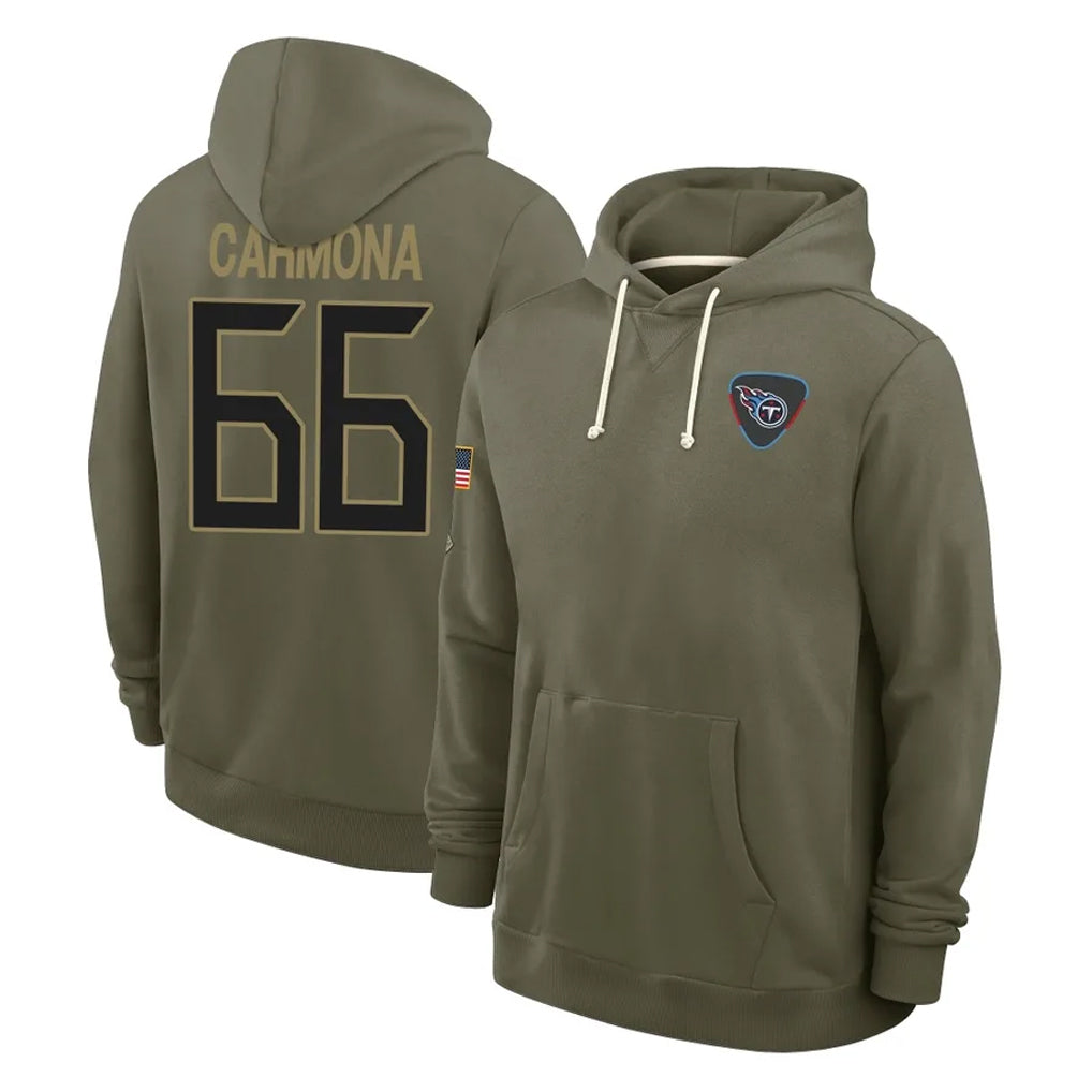 Punc T.Titans #66 Fernando Carmona Jr. Player Olive Salute to Service Hoodies Home Game Stitched Jerseys