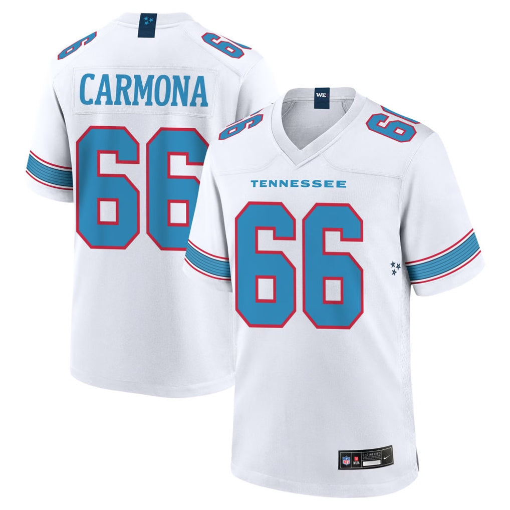 Punc T.Titans #66 Fernando Carmona Jr. Player White 2026 Game Home Stitched Jerseys