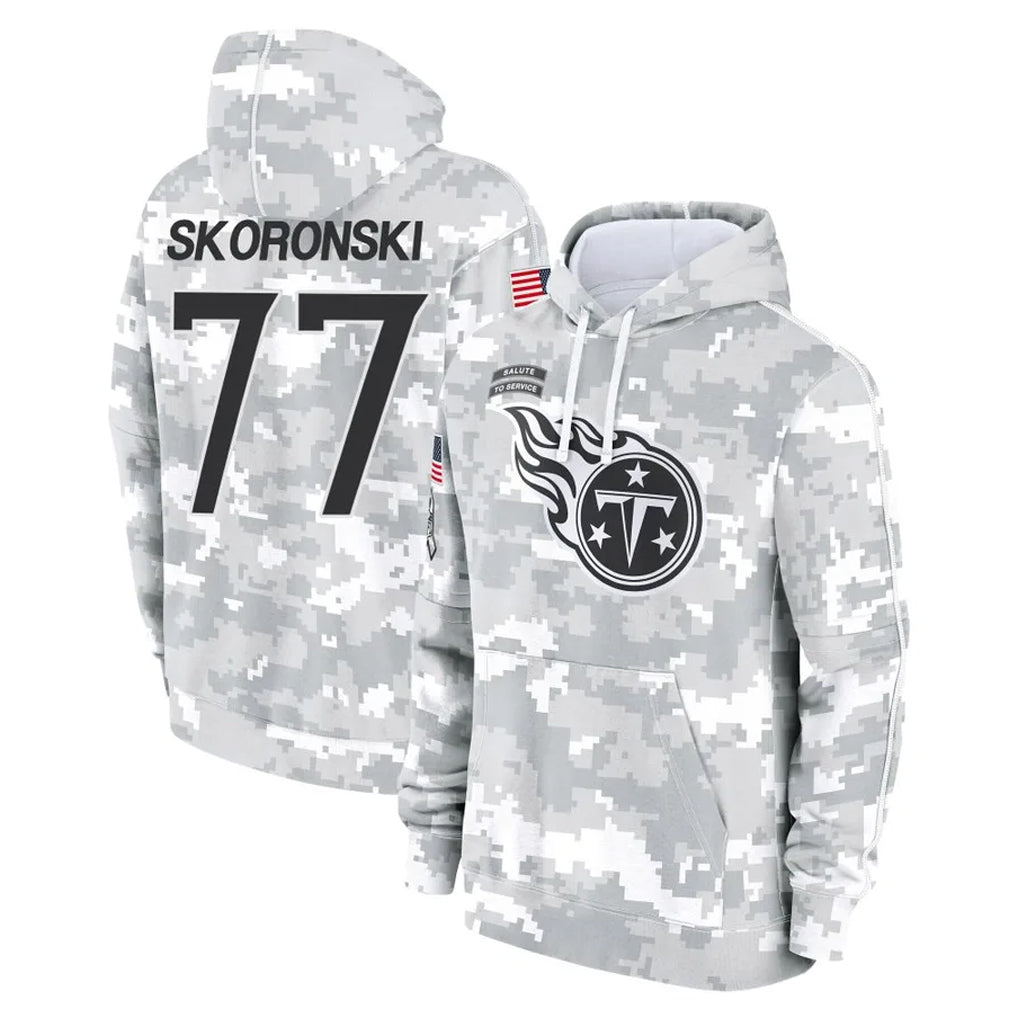 Punc T.Titans #77 Peter Skoronski Player Camo Arctic Salute to Service Pullover Hoodies Home Game Stitched Jerseys