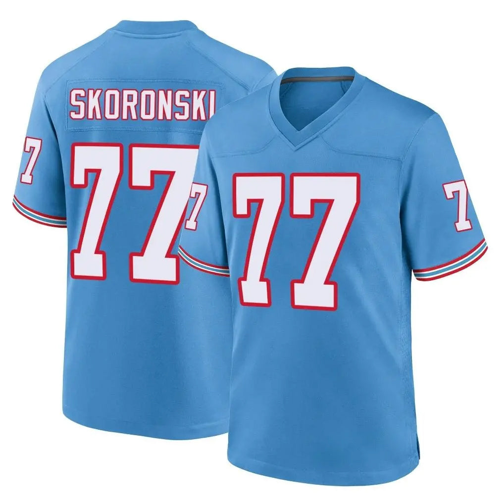 Punc T.Titans #77 Peter Skoronski Player Light Blue Oilers Throwback Home Game Stitched Jerseys