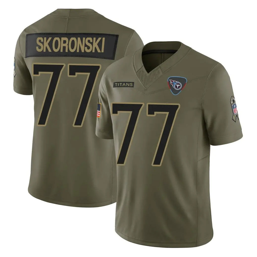 Punc T.Titans #77 Peter Skoronski Player Olive Limited 2025 Salute to Service Home Game Stitched Jerseys