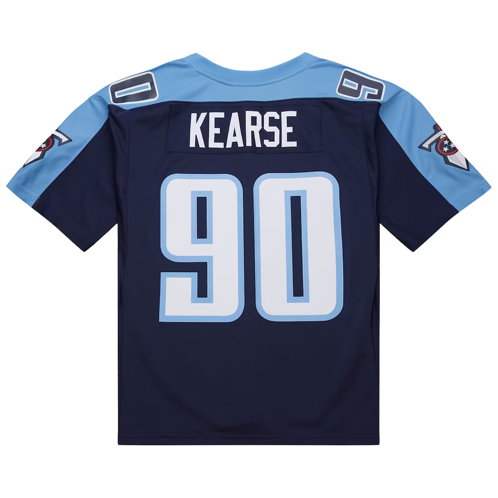 Punc T.Titans #90 Jevon Kearse Mitchell & Ness Navy 1999 Legacy Replica Jersey Tennessee Titans Jevon Kearse Mitchell & Ness Navy 1999 Legacy Replica Jersey