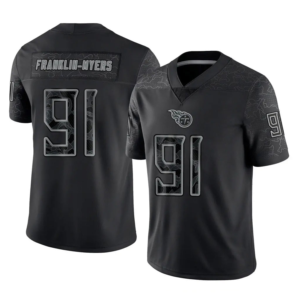 Punc T.Titans #91 John Franklin-Myers Player Black Limited Reflective Home Game Stitched Jerseys