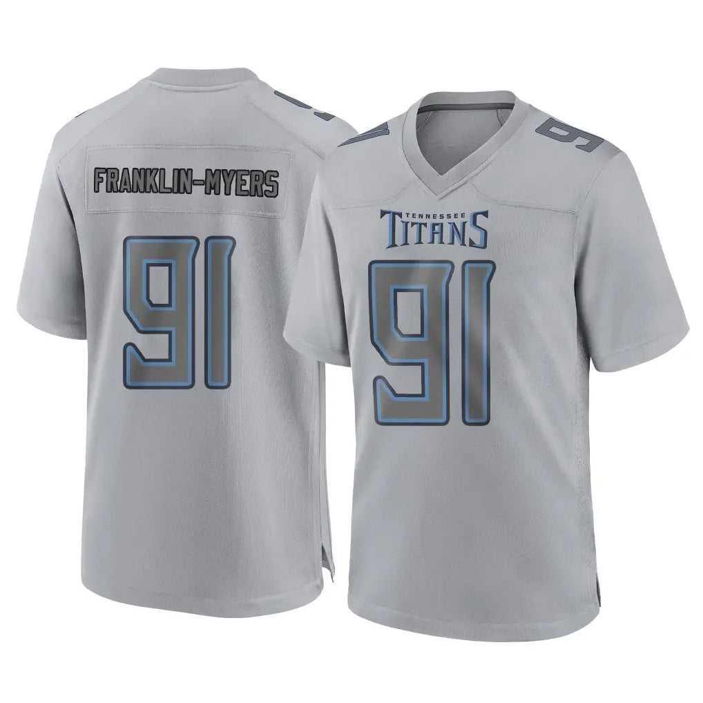 Punc T.Titans #91 John Franklin-Myers Player Gray Atmosphere Fashion Home Game Stitched Jerseys