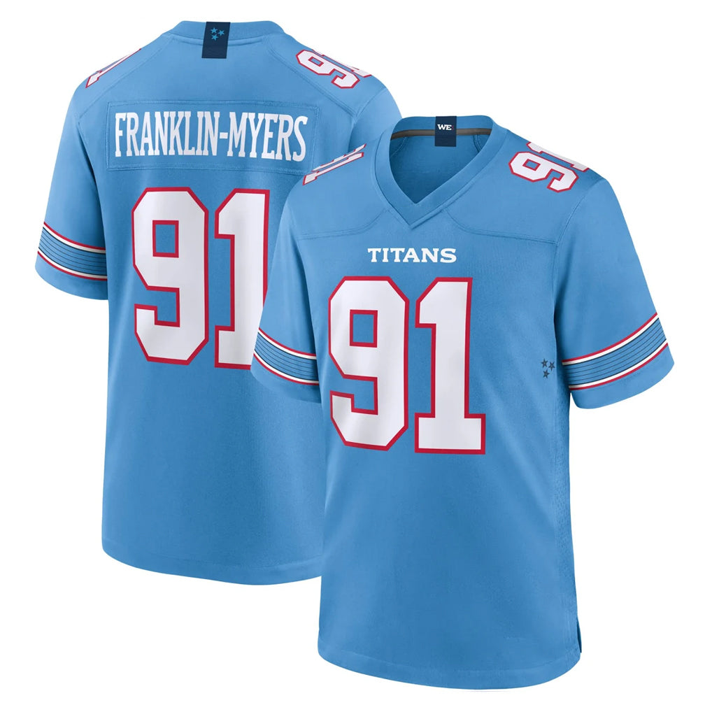 Punc T.Titans #91 John Franklin-Myers Player Light Blue 2026 Game Home Stitched Jerseys