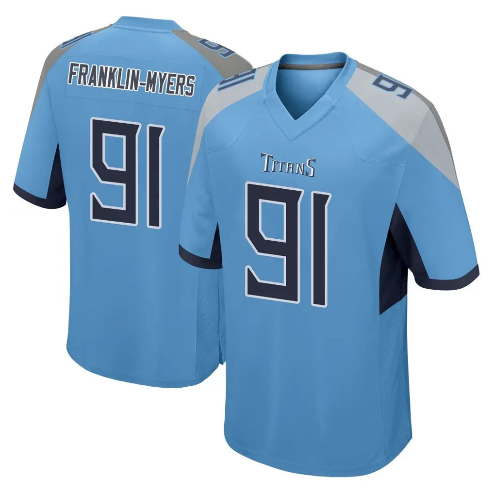 Punc T.Titans #91 John Franklin-Myers Player Light Blue Home Game Stitched Jerseys