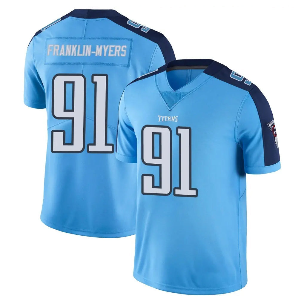 Punc T.Titans #91 John Franklin-Myers Player Light Blue Limited Color Rush Home Game Stitched Jerseys