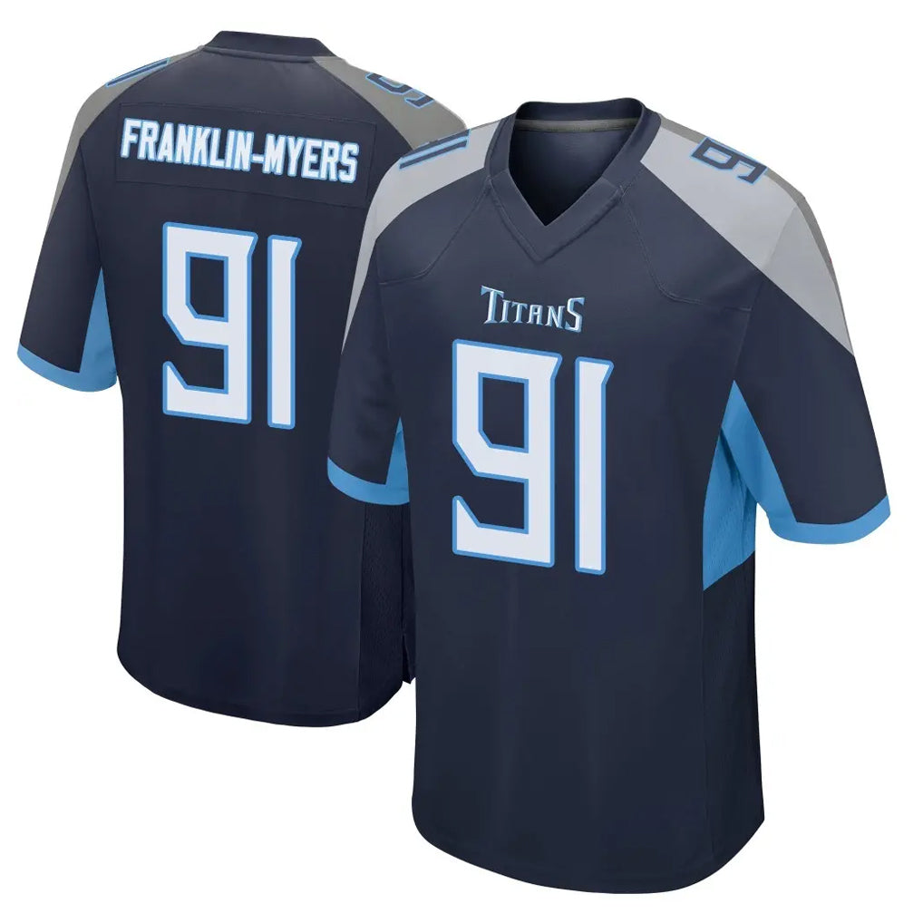 Punc T.Titans #91 John Franklin-Myers Player Navy Home Game Stitched Jerseys