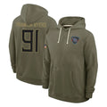 Punc T.Titans #91 John Franklin-Myers Player Olive Salute to Service Hoodies Home Game Stitched Jerseys