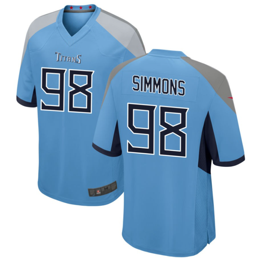 Punc T.Titans #98 Jeffery Simmons Light Blue Player Game American Stitched Jerseys