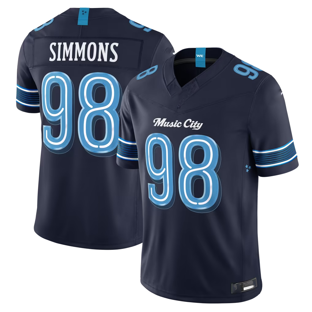 Punc T.Titans #98 Jeffery Simmons Navy 2026 Rivalries Collection Limited Stitched Jerseys