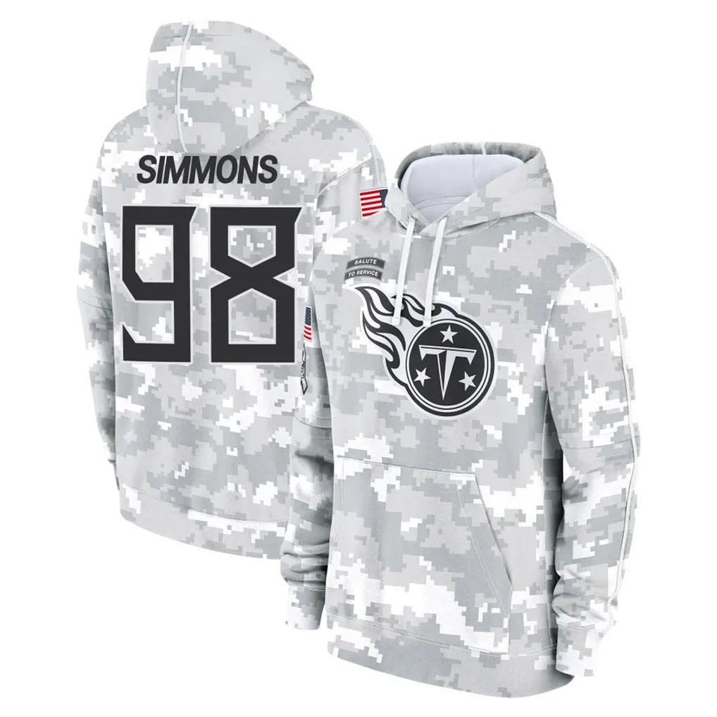Punc T.Titans #98 Jeffery Simmons Player Camo Arctic Salute to Service Pullover Hoodies Home Game Stitched Jerseys