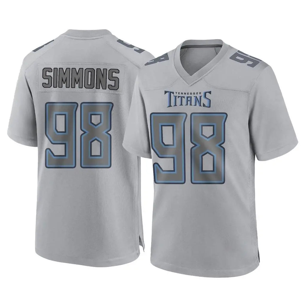 Punc T.Titans #98 Jeffery Simmons Player Gray Atmosphere Fashion Home Game Stitched Jerseys