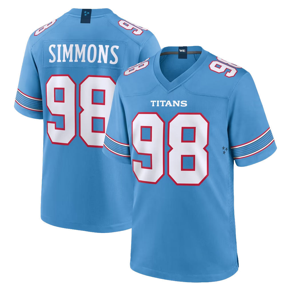Punc T.Titans #98 Jeffery Simmons Player Light Blue 2026 Game Home Stitched Jerseys