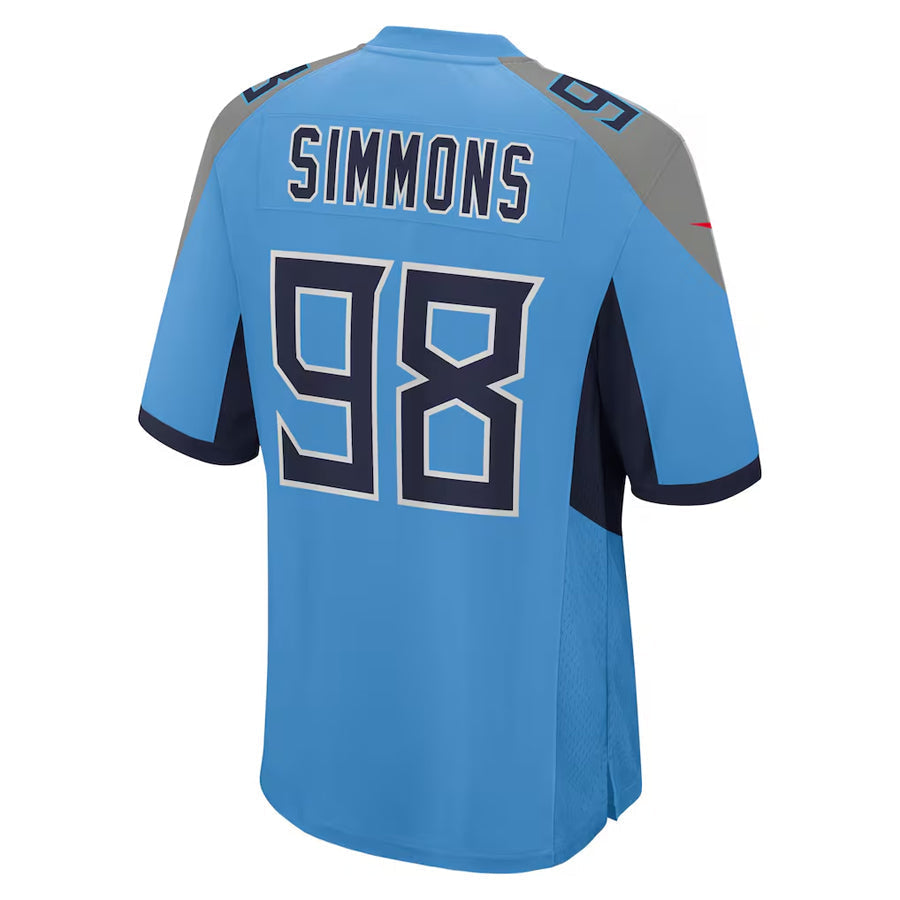 Punc T.Titans #98 Jeffery Simmons Player Light Blue Home Game Stitched Jerseys