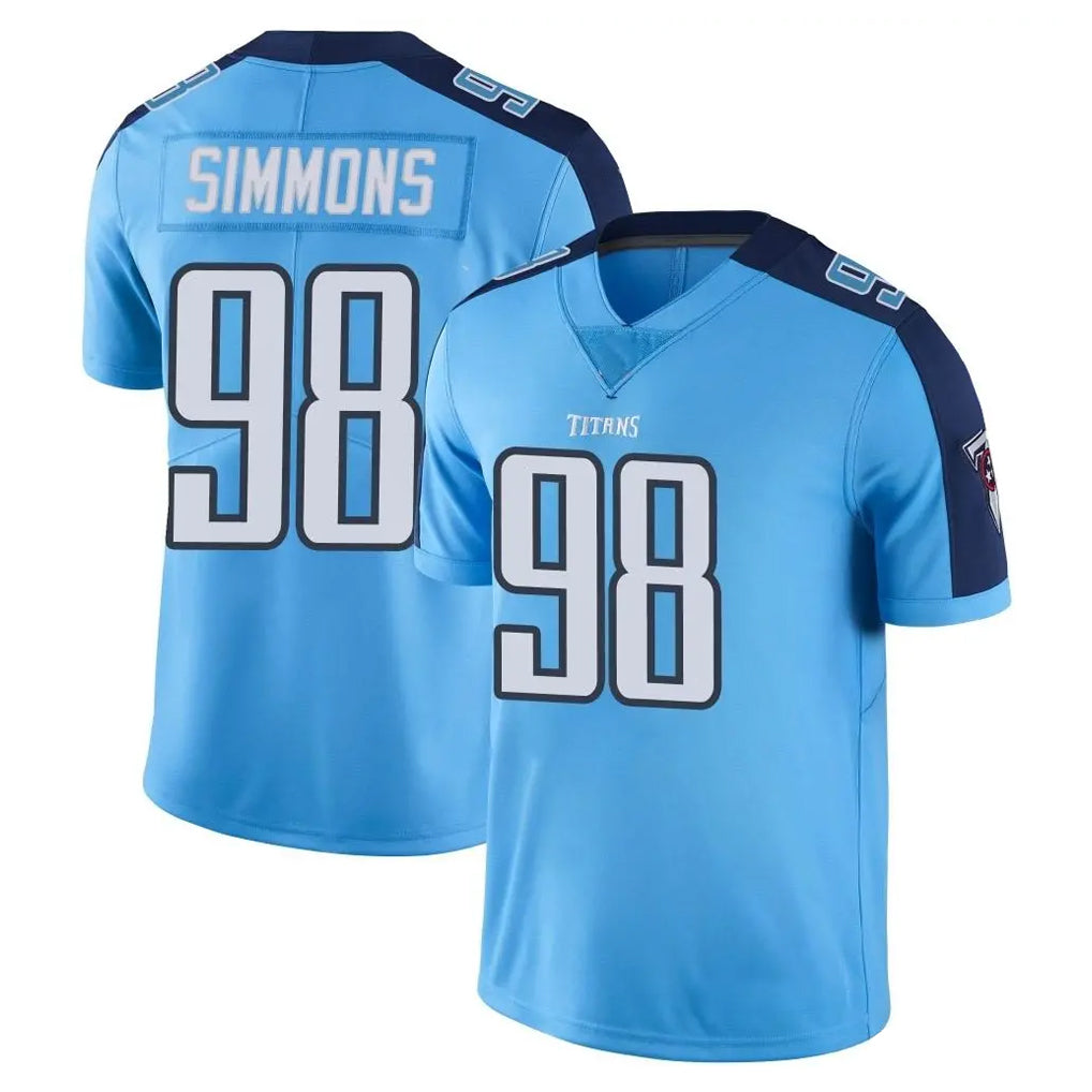 Punc T.Titans #98 Jeffery Simmons Player Light Blue Limited Color Rush Home Game Stitched Jerseys