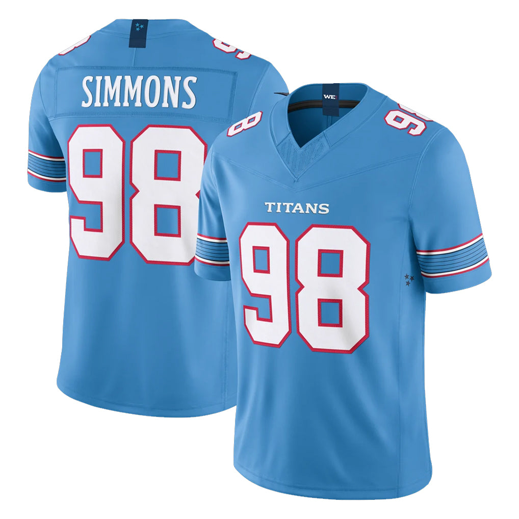 Punc T.Titans #98 Jeffery Simmons Player Light Blue Team Vapor F.U.S.E. Limited Home Game Stitched Jerseys