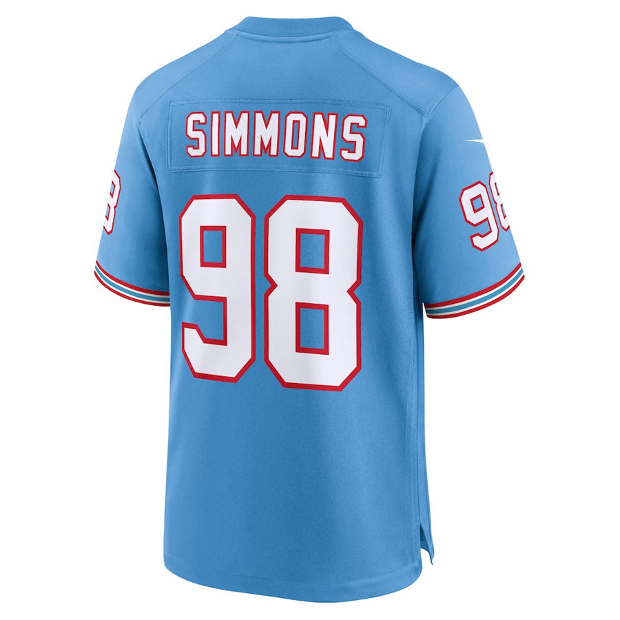 Punc T.Titans #98 Jeffery Simmons Player Light Blue Throwback Alternate Game Stitched Jerseys