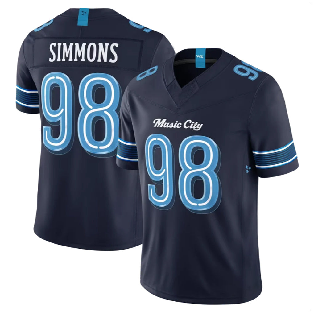 Punc T.Titans #98 Jeffery Simmons Player Navy 2026 Rivalries Collection Limited Home Game Stitched Jerseys