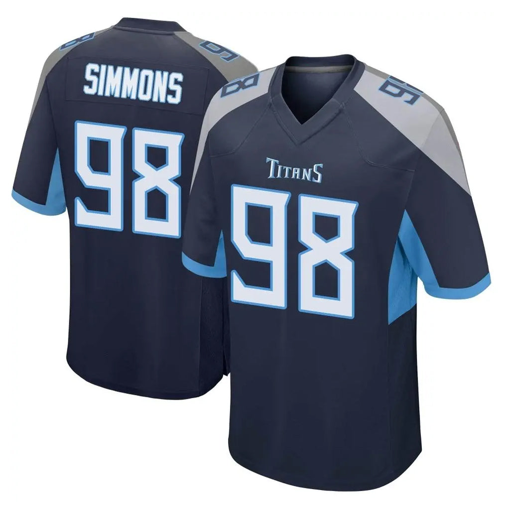 Punc T.Titans #98 Jeffery Simmons Player Navy Home Game Stitched Jerseys
