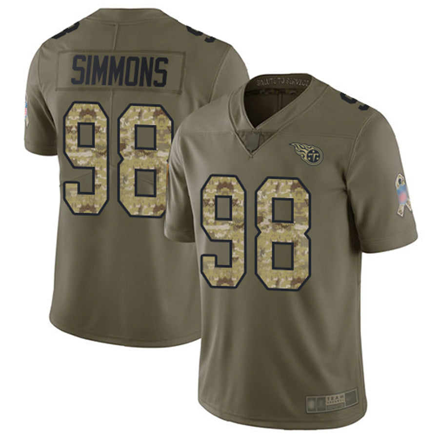 Punc T.Titans #98 Jeffery Simmons Player Olive Salute To Service Limited Stitched Jerseys