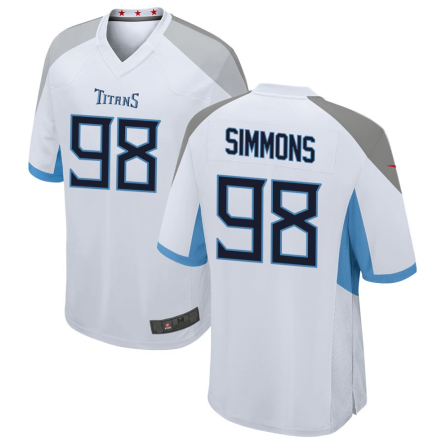 Punc T.Titans #98 Jeffery Simmons White Player Game American Stitched Stitched Jerseys