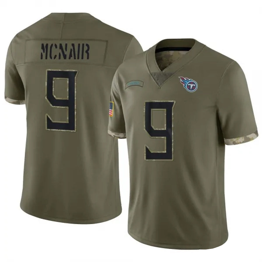 Punc T.Titans #9 Steve McNair Player Olive Salute To Service Limited Stitched Jerseys