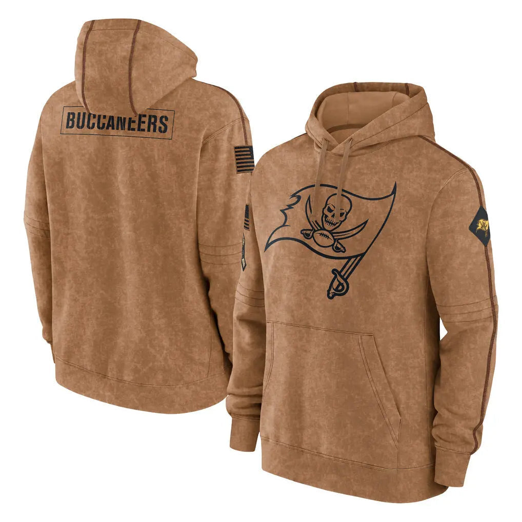 Punc TB.Buccaneers Blank Player Brown Limited Salute to Service Pullover Hoodies Game Stitched Jerseys