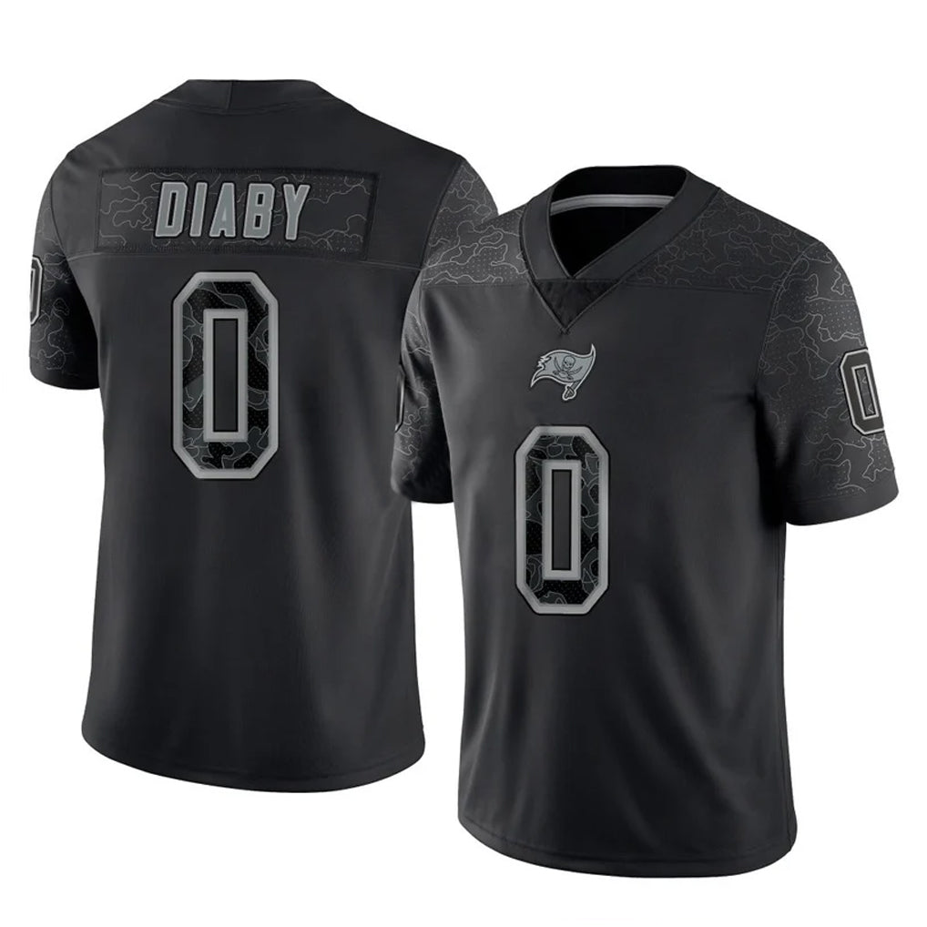 Punc TB.Buccaneers #0 Yaya Diaby Player Black Reflective Limited Home Game Stitched Jerseys