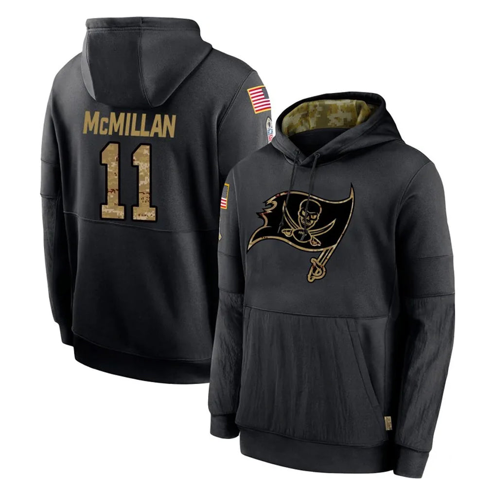 Punc TB.Buccaneers #11 Jalen McMillan Player Black Salute to Service Sideline Performance Pullover Hoodies Home Game Stitched Jerseys
