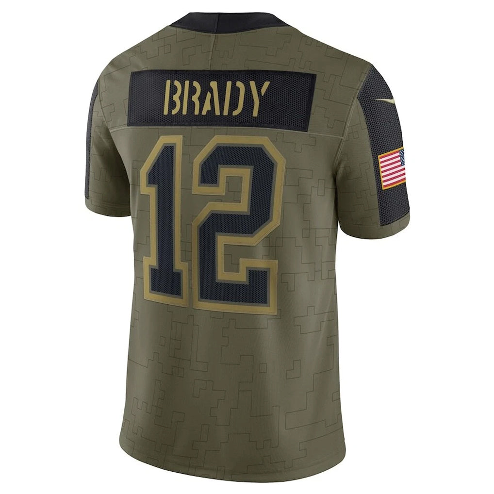 Punc TB.Buccaneers #12 Tom Brady Player Olive Salute To Service Stitched Jerseys