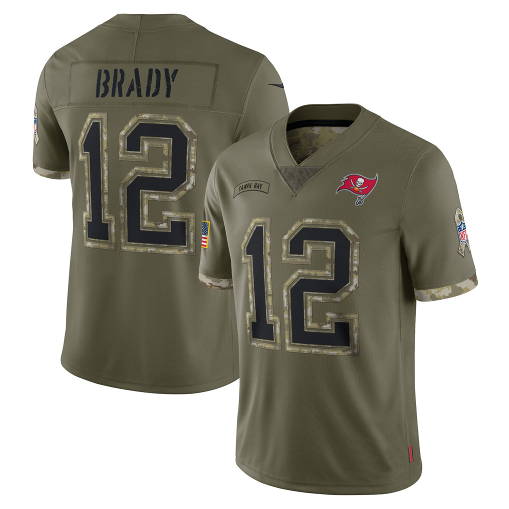 Punc TB.Buccaneers #12 Tom Brady Player Olive Salute To Service Limited Stitched Jerseys