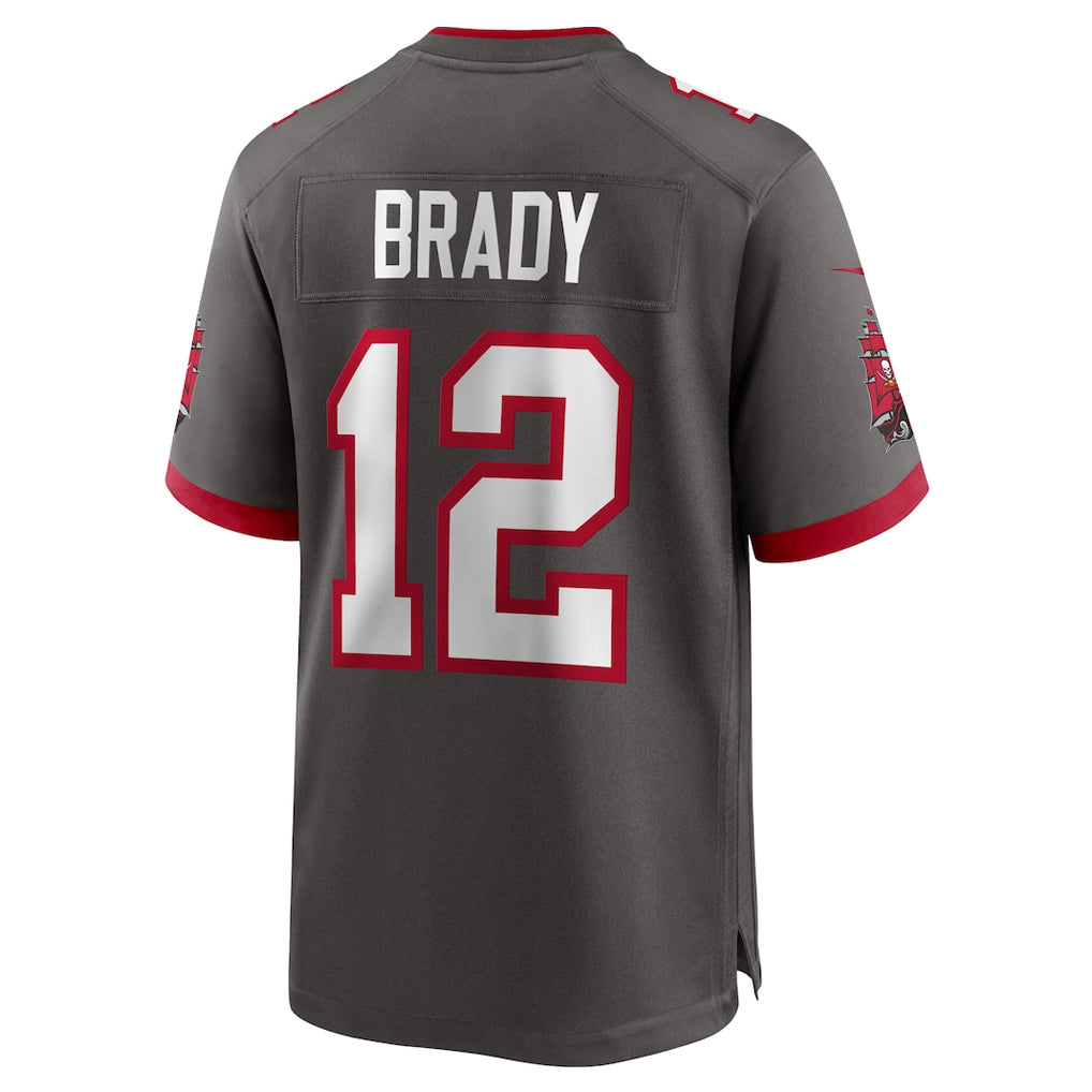 Punc TB.Buccaneers #12 Tom Brady Player Pewter Home Game Stitched Jerseys
