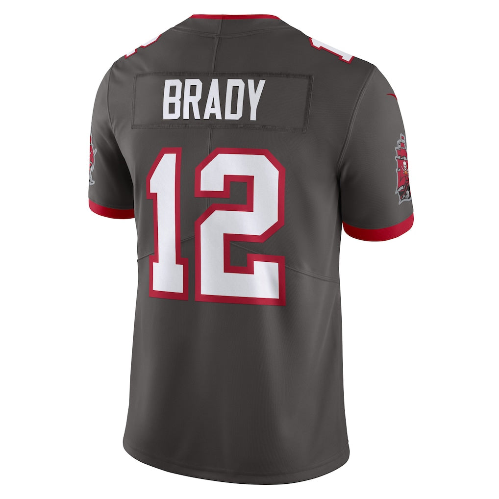 Punc TB.Buccaneers #12 Tom Brady Player Pewter Vapor F.U.S.E. Limited Stitched Jerseys