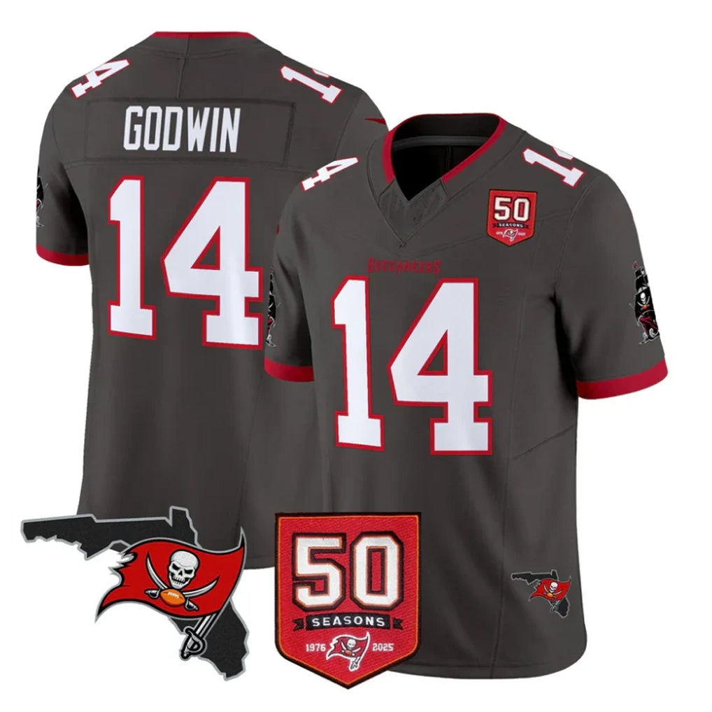 Punc TB.Buccaneers #14 Chris Godwin Jr. Player Pewter Limited 2026 Season Vapor F.U.S.E. Home Game Stitched Jerseys