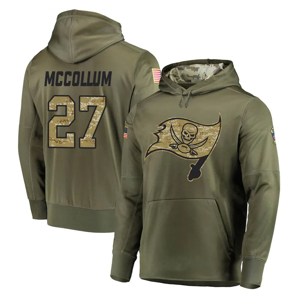 Punc TB.Buccaneers #27 Zyon McCollum Player Olive Salute to Service Pullover Hoodie Home Game Stitched Jerseys