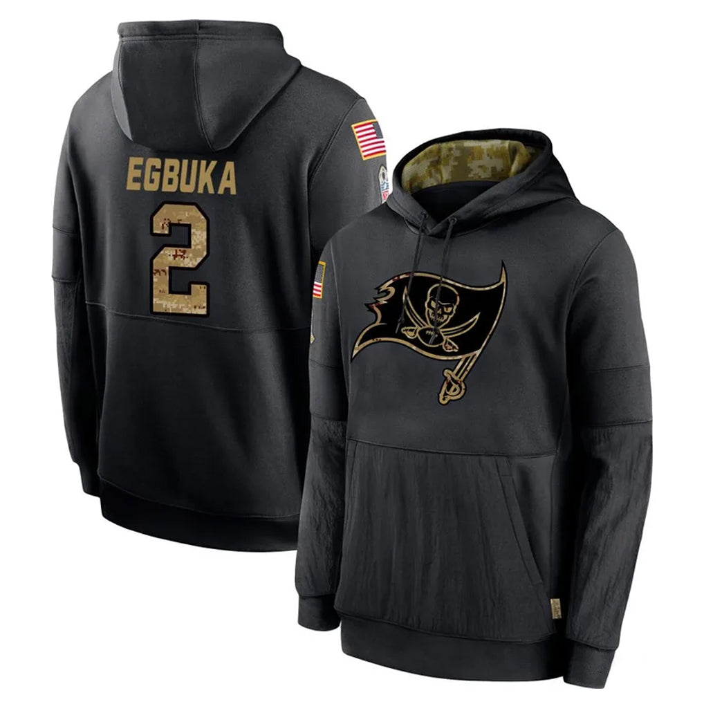 Punc TB.Buccaneers #2 Emeka Egbuka Player Black Salute to Service Sideline Performance Pullover Hoodies Home Game Stitched Jerseys