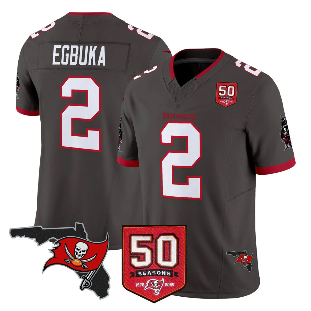 Punc TB.Buccaneers #2 Emeka Egbuka Player Pewter Limited 2026 Season Vapor F.U.S.E. Home Game Stitched Jerseys