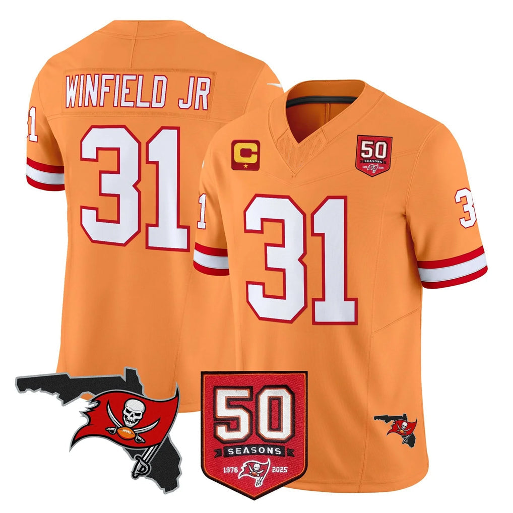 Punc TB.Buccaneers #31 Antoine Winfield Jr. Player Orange 50th Season Vapor Limited Home Game Stitched Jerseys