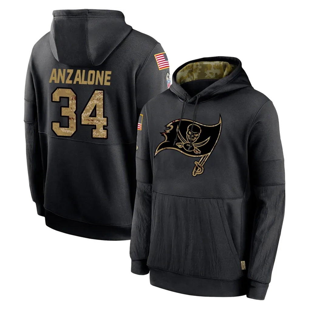 Punc TB.Buccaneers #34 Alex Anzalone Player Black Salute to Service Sideline Performance Pullover Hoodies Home Game Stitched Jerseys