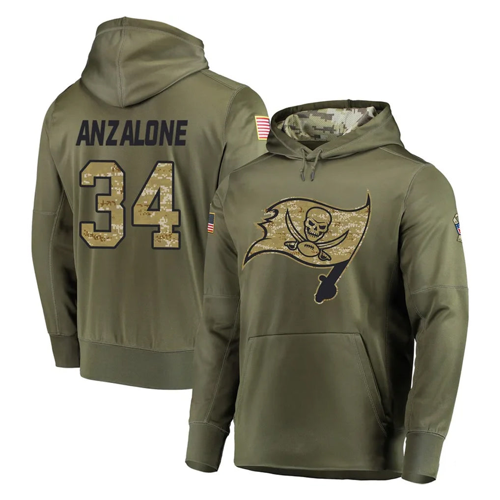 Punc TB.Buccaneers #34 Alex Anzalone Player Olive Salute to Service Pullover Hoodie Home Game Stitched Jerseys